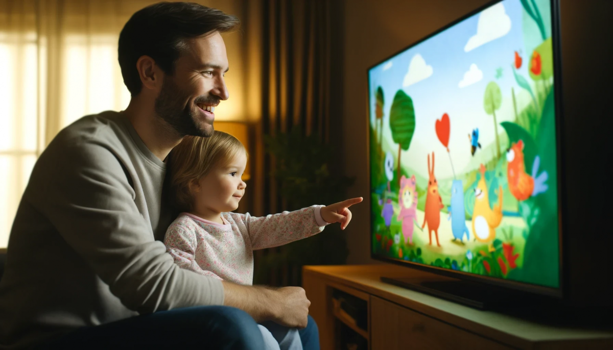 Child and father watching together